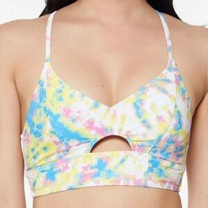 Jessica Simpson Women's Tie-Dyed Cropped Keyhole Bikini Swim Top Size Large